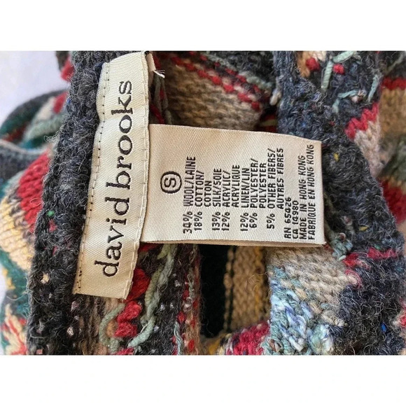 VTG Wool/Silk blend Floral knit Women Sweater Sz S by David Brooks Cottagecore - Picture 4 of 4